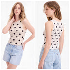 2026 Summer Fashion Polka Dot Sleeveless Short Tank Top for Women