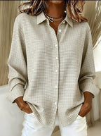 🔥 Women's Casual Gingham Long Sleeve Button Down Shirt