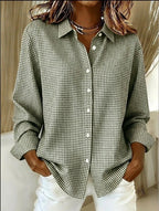 🔥 Women's Casual Gingham Long Sleeve Button Down Shirt