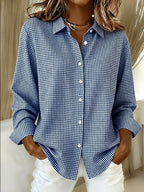 🔥 Women's Casual Gingham Long Sleeve Button Down Shirt