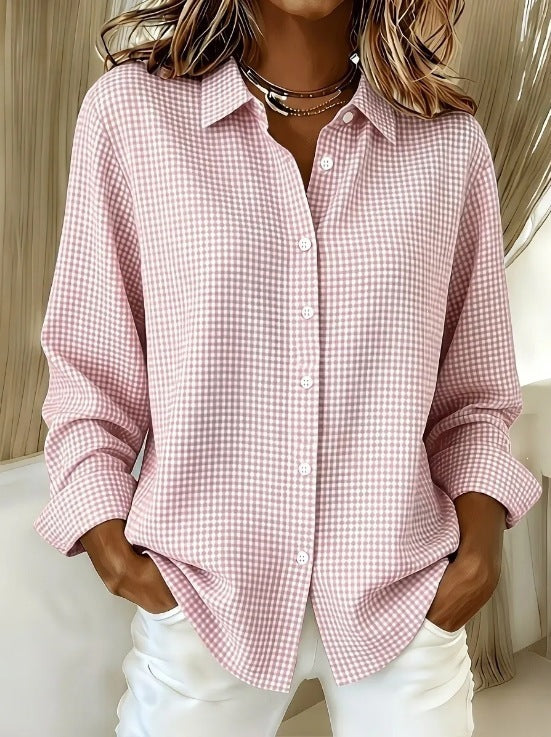 🔥 Women's Casual Gingham Long Sleeve Button Down Shirt