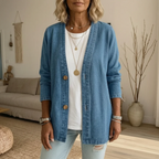 🧥 50% OFF NOW! ✨ Women's Classic Button Front Denim Jacket – V-Neck, Breathable Fabric & Relaxed Fit 💙